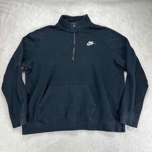 Nike Sweatshirt Mens XL Sportswear Club Brushed-Back 1/2 Zip Pullover Black READ